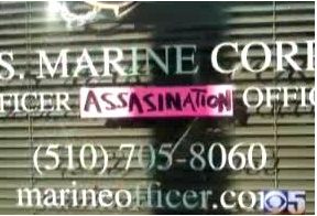 Marine Corps Recruiting Station defaced by CodePINK